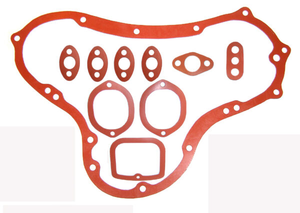 Complete standard engine set (no magneto, breather or sump gaskets).  Only four gaskets necessary with our one piece rocker spindle covers (order extras for stock spindle covers)