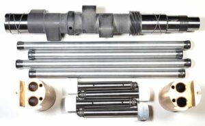 Longer lasting radius cam kit complete with lightweight lifters, bronze blocks and pushrods for Commando, Atlas/Domni