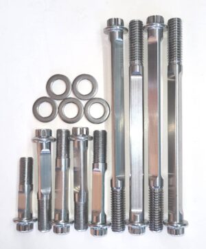 High strength ARP stainless reduced shank studs and bolts for head and cylinders.